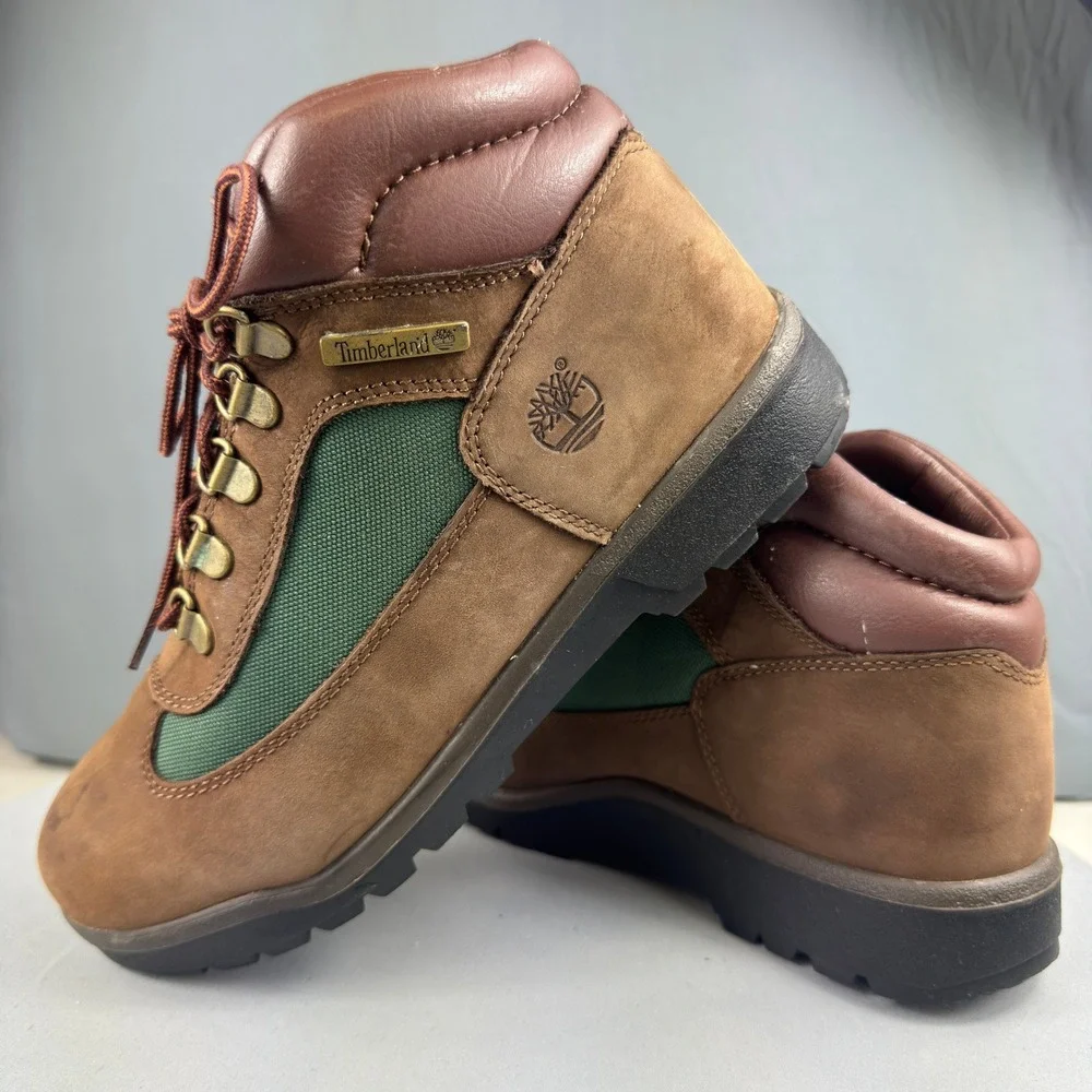 Timberland Field Boot Junior Big Kids Size 5.5 Brown Green Beef Broccoli 16937